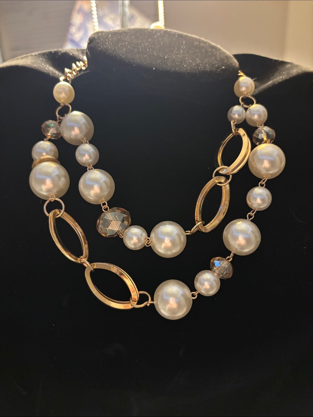 paparazzi Gold-Tone Double Strand Pearl Necklace - White Pearls
